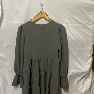 Love riche Womens L tiered boho style tiered dress fall green